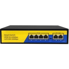 Primex PX-1006B 4 Port 10/100M Poe Switch, Ip Kamera Poe Switch Anahtarı-(4 + 2) 100M Iletim Mesafesi, 4*10/100MBPS Poe Bağlantı Noktası,  2*10/100MBPS Uplink Portu