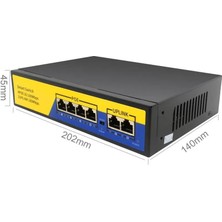 Primex PX-1006B 4 Port 10/100M Poe Switch, Ip Kamera Poe Switch Anahtarı-(4 + 2) 100M Iletim Mesafesi, 4*10/100MBPS Poe Bağlantı Noktası,  2*10/100MBPS Uplink Portu