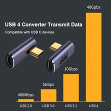 Keepro USB 4.0 Type C 90 Derece Adaptör 40GBPS Hızlı Veri Transferi