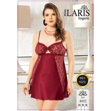 Miss Laris Büyük Beden Dantel Işlemeli Saten Gecelik 4002