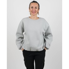 Parla Sports Sweatshirt Basic Kol Detaylı Üç Iplik Şardonlu