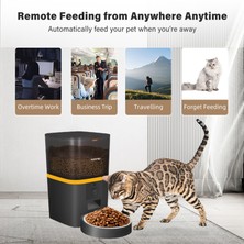 Haustier QQ005 Kameralı Akıllı Kedi Köpek Otomatik Mama Kabı , Wifi Uzaktan Kontrol, Sesle Çağırma, 480P Kamera, 6lt Hazne, Metal Kase, Siyah