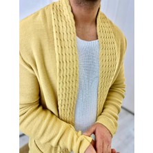 Elku Moda Hırka Örgülü Şal Yaka Cepli Tüylenmez Örgü Triko Hırka