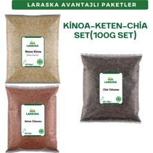 Laraska Chia Tohumu-Çiya Tohumu 100G -Keten Tohumu 100G - Beyaz Kinoa 100G -Set- Chia Seeds- Brown Flaxseed- White Quinoa Set (100GX3)