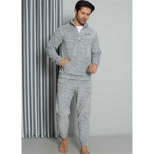 Moda Çizgi Welsoft Polar Fermuarlı Erkek Pijama Takımı 6840