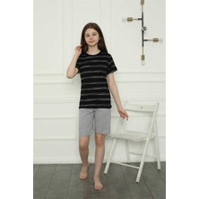 Moda Çizgi Kız Çocuk Penye Şortlu Pijama Takım 20405