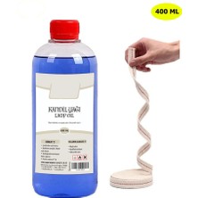 Kandillo, Mavi Kandil Yağı, 400 ml, Kokusuz, Dumansız, Iç Mekan Gaz Lambası Yakıtı + 50 cm Fitil