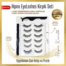 Hipno Cosmetic Magic Eyeliner Gerçek Görünümlü 6 Farklı Model Eyeliner Yapıştırıcılı Kirpik Seti