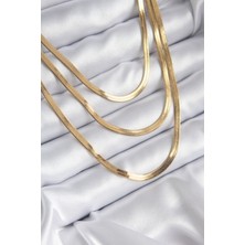 Clariss 316L Çelik Gold Renk 3'lü Italyan Zincir Model Kadın Kolye