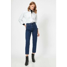 Kot Modası Carmella Koyu Mom Jean Pantolon