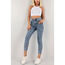 Kot Modası Pena Kar Yıkama Skinny Jean Kadın Power Pantolon