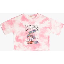 Koton Oversize Tişört Batik Desenli Kısa Kollu Bisiklet Yaka Pamuklu