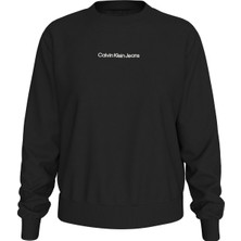 Calvin Klein Kadın Marka Logolu Günlük Kullanıma Uygun Siyah Sweatshirt J20J222548-BEH