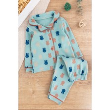 Babymod Önden Çıt Çıtlı Tavşan Desenli Yeşil Pamuklu Erkek Bebek/çocuk Pijama Takımı