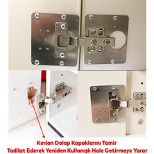 Badem10 Dolap Kapak Tas Taş Menteşe Tamir Sacı Saç Nobel Pratik Onarım Kiti 6,5x9 cm Yuva Tablası 8 Adet