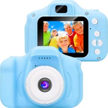 Qasul Çocuklar İçin Sevimli Mini HD Eğitici 5 Oyunlu Dijital Fotoğraf Makinesi Mavi Renkli