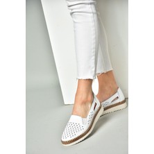 Fox Shoes P555501103 Beyaz Deri Kadın Ayakkabı