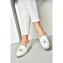 Fox Shoes P555014103 Beyaz Deri Kadın Ayakkabı