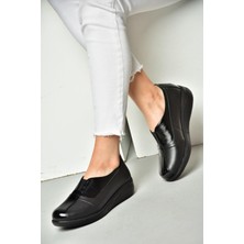 Fox Shoes P555070503 Siyah Deri Comfort Taban Kadın Ayakkabı