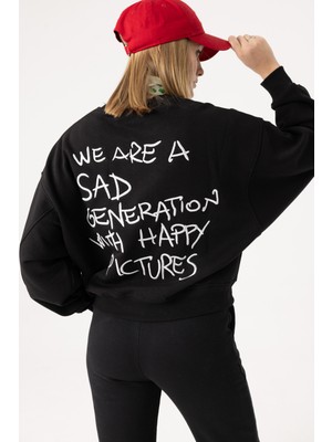 Gothamvibes Kadın Generation Oversize Siyah Sweatshirt