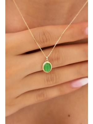 By Milo Jewellery 14 Ayar Altın Yeşil Taşlı Kolye