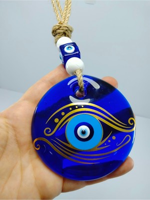 Ennea Art Nazar Boncuğu Duvar Dekoru 7 cm El Yapımı Cam Özel Tasarım Çiçekli Hediyelik Eşya