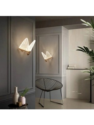 Buiva Elegance Modern Kelebek Tasarım Duvar LED Aplik Rose Gold Sarı Harika Görse