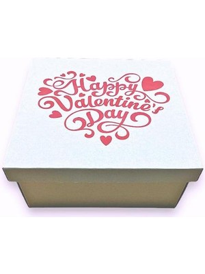 Koli Kolay Happy Valentines Day Baskılı Sevgililer Günü Hediye Kutusu 25x25x12cm