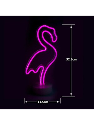 Coverzone Flamingo Neon Led Işık Iç Mekan Aydınlatma USB Kablosu Yada Pilli Kullanıma Uygun Şık Hediyelik Veya Parti Organizasyonlarda Kullanım Neon LED Işık 32CM Yükseklik