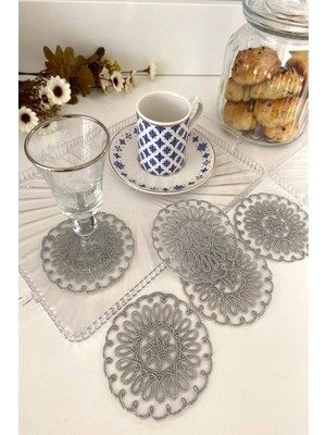 Emtory Home Lagos Model | 6 Adet Fincan Yanı Sunum Peçetesi - Gri Kokteyl Peçetesi