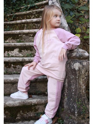Cigit New Gen Baskılı Garnili Sweatshirt Takım Pudra Pembe
