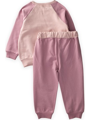 Cigit New Gen Baskılı Garnili Sweatshirt Takım Pudra Pembe