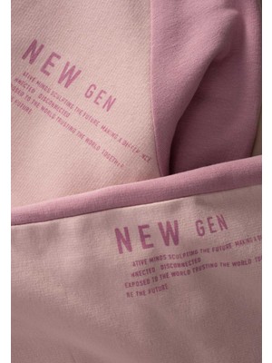 Cigit New Gen Baskılı Garnili Sweatshirt Takım Pudra Pembe