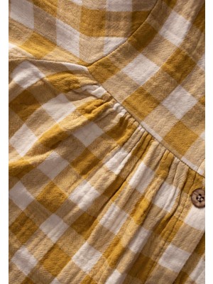 Cigit Kareli Müslin Elbise 2-7 Yaş Hardal Sarı