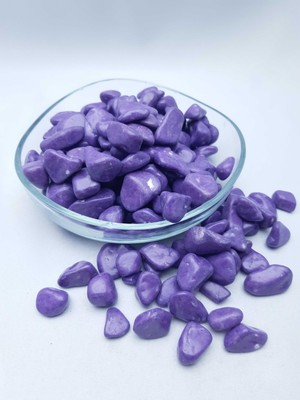 Seçilir Dekoratif Mor Renkte Orta (10-25 mm) Çakıl Taşı 350 Gr