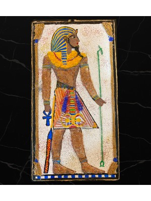 Moolart Eşsiz Sanatsal Hediye Seçeneği - Antik Mısır Firavunu Tablosu, Cam Tozu ve Jüt İpi İle Tamamlanmış