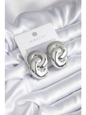 Clariss Gümüş Renk Halka Tasarım Pirinç Kadın Küpe