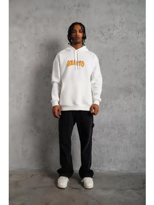 Tarz Yeri Erkek Baskılı Sweat Kapüşonlu - Beyaz