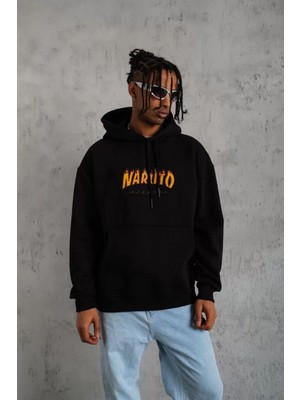 Tarz Yeri Erkek Baskılı Sweat Kapüşonlu - Siyah