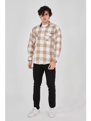Tarz Yeri Erkek Oduncu Gömlek - Bej