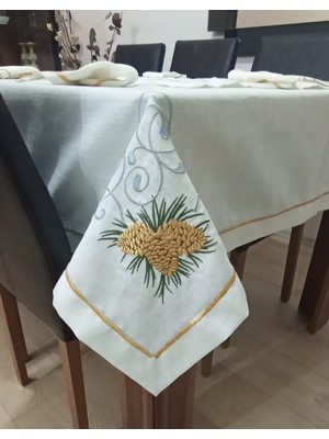 Terzim Ayşenur Nakışlı Desenli Masa Örtüsü Takımı 8 Kişilik 10 Parça Peçete Runner