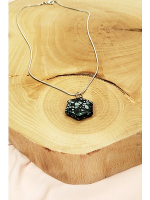 Toptan Bulurum Obsidyen Doğal Taşı Zincirli El Yapımı Uç: 2 cm Zincir: 20 cm Kutulu Kolye