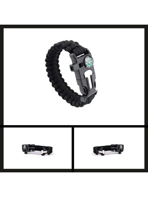 Savex Uyguna-Yakala Siyah 9595 Pusulalı & Magnezyum Çubuklu Paracord BILEKLIK-MLZ.224