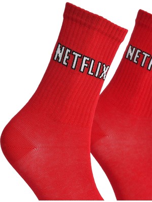 Ruken Store Unisex Netflix Kırmızı Çorap - LKSÇRP18