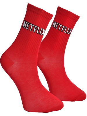 Ruken Store Unisex Netflix Kırmızı Çorap - LKSÇRP18