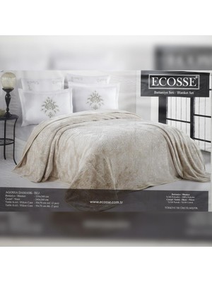 Ecosse Agossa Damask, Battaniye Takmı Çift Kişilik Bej