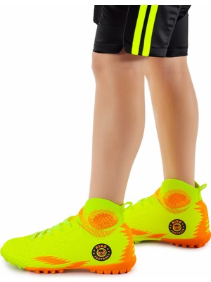 Kiko Kids 142 Fhs Boğazlı Halı Saha Erkek Çocuk Futbol Ayakkabı Sarı - Turuncu