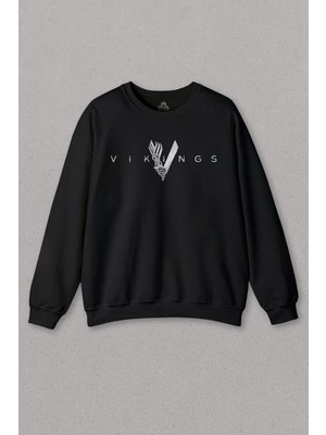 So Cool Unisex Siyah Sweatshirt Vikings History Vikingler Dizi Film Movie Baskılı Sweat