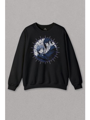 So Cool Unisex Siyah Sweatshirt Anime Kuroshıtsuji Book Of The Atlantic Black Butler Baskılı Sweat