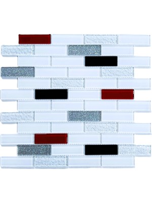 MozaiKristaL Mutfak Tezgah Arası  Kristal Cam Mozaik. Cam Ölçüsü: 23X73 Mm. File Ölçüsü: 30X30 Cm. ( 1 Kutu = 11 File Karo = 1 M2 Fiyatıdır. )